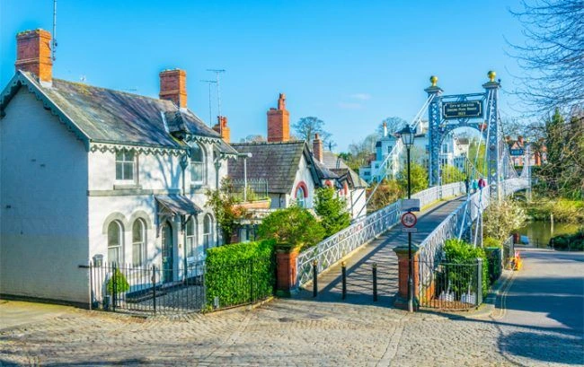 Houses by the river Dee, Cheshire
